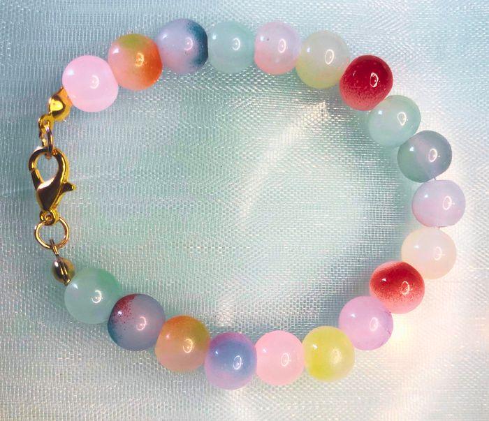 Bracelet avec perles en verre 8mm – Multicolore 1 - photo numéro 2