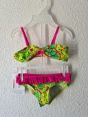 maillot de bain 2 pièces vert et rose Orchestra