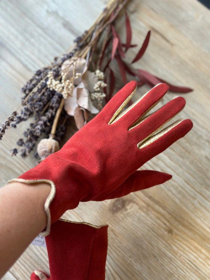 Gants en velours suédine rouge neufs - Eldorada - photo numéro 2