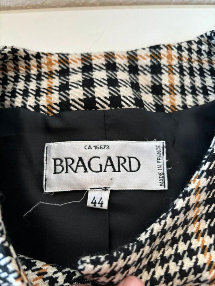 Veste tweed carreaux beige noir gris col rond Bragard 70s vintage taille L/40 - photo numéro 5