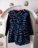 Robe et tee-shirt manche longue. Bleu marine motifs nuages Catimini 4 ans