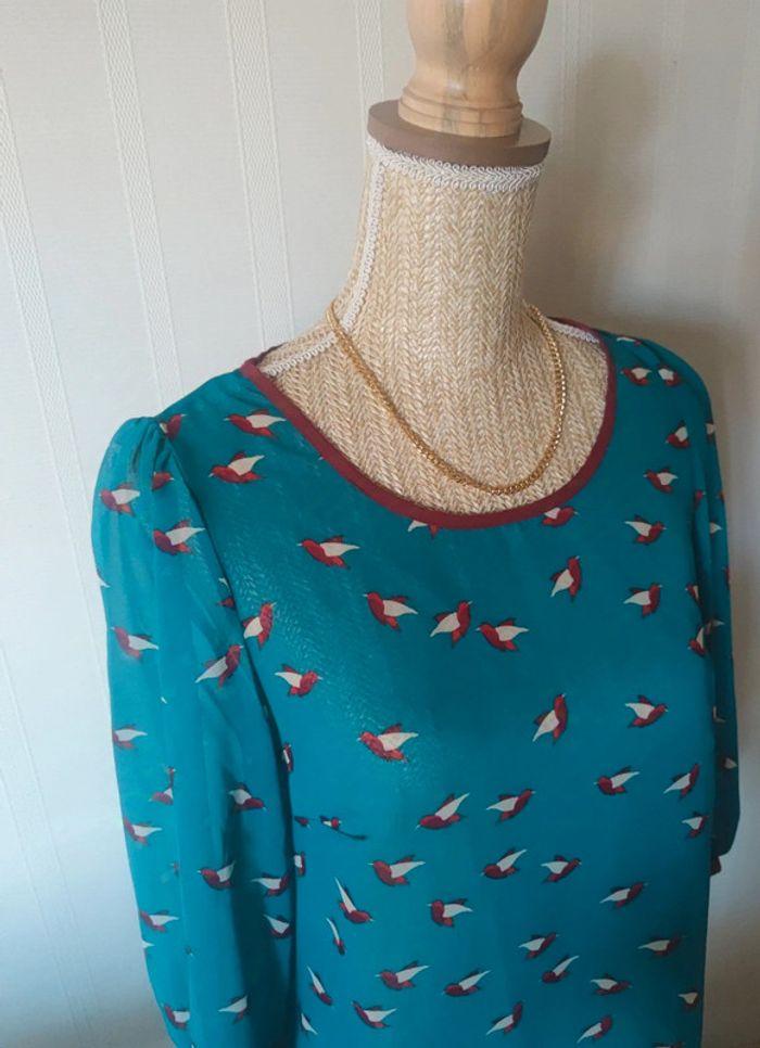 Blouse bleue imprimée taille M/38 - photo numéro 3