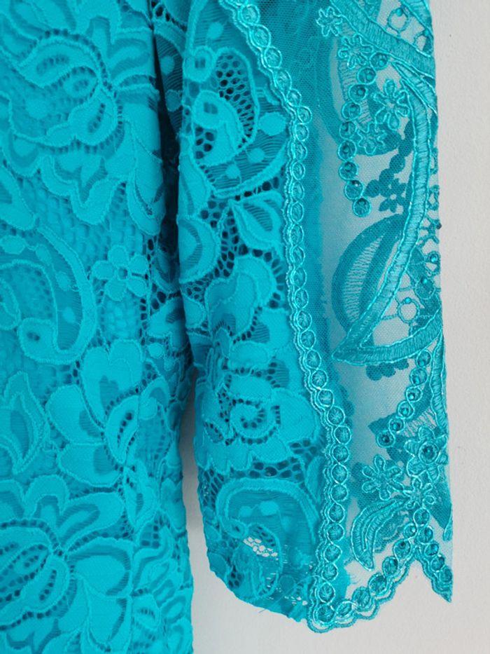 Top bleu turquoise strass et dentelle Eden Rose Taille 5 - XL - photo numéro 3