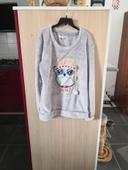 Pull gris avec décor chouette taille S