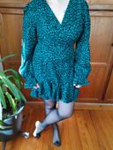 Robe dos nu leopard bleu / vert