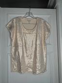 Top beige e pailettes oro