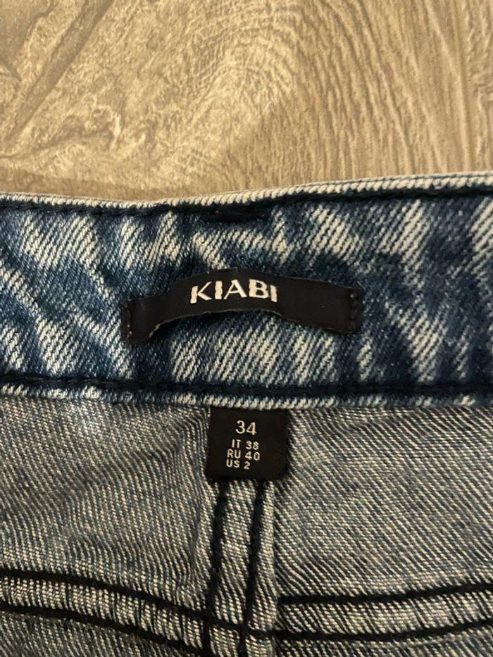 Short en jean bleu taille haute effet déchiré kiabi taille 34 - photo numéro 3