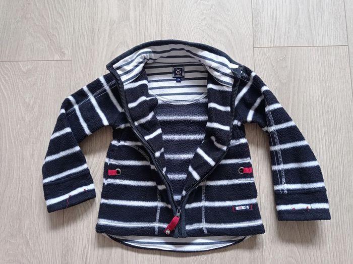 Veste polaire zippée marinière Elle est où la mer 2 ans - photo numéro 4