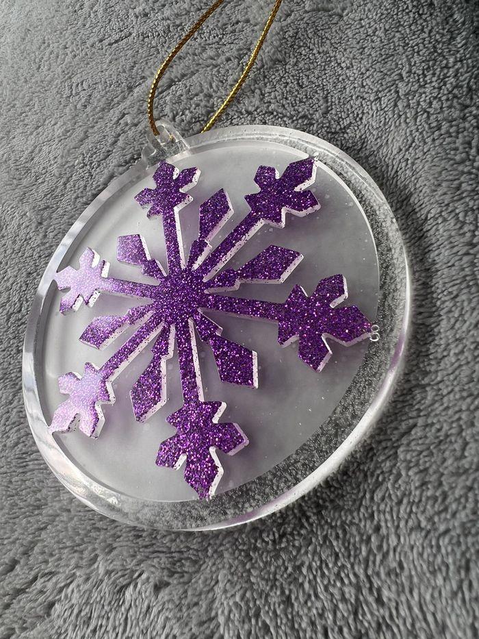 Décoration de noël - boule de noël - violet - paillettes - transparent - photo numéro 3