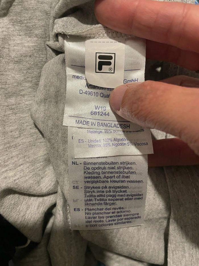 T-shirt à manches courtes gris noir et blanc fila taille S - photo numéro 5