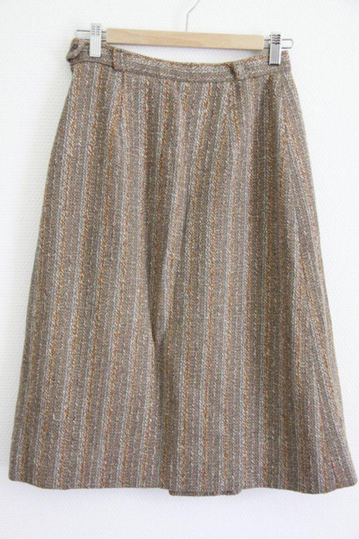 Vintage soviétique 70's jupe en laine / tweed marronné - photo numéro 1