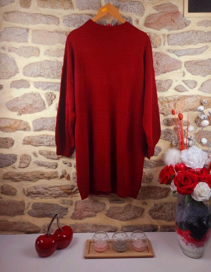 Robe pull en tricot rouge foncé Femme taille 54 marque Boohoo 🍬 - photo numéro 3