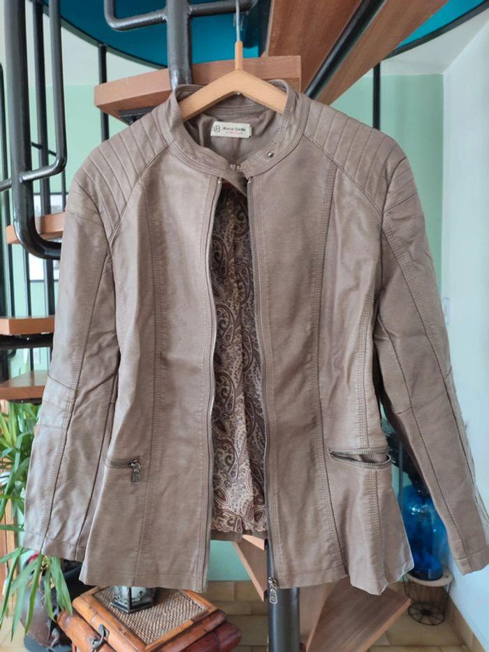 Veste en cuir marron beige vintage T2 nana belle - photo numéro 2