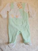 Pyjama en velours salopette vert et blanc avec nounours/AC Criaçoes-6mois