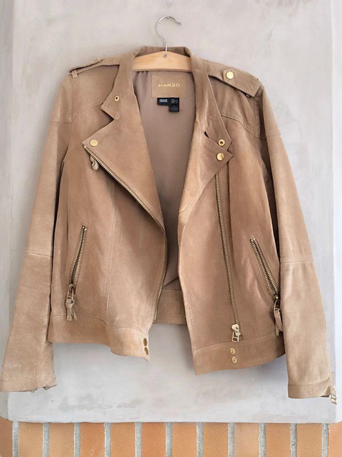 🤎 Veste croûte de cuir beige Mango 38/40 🤎 - photo numéro 1