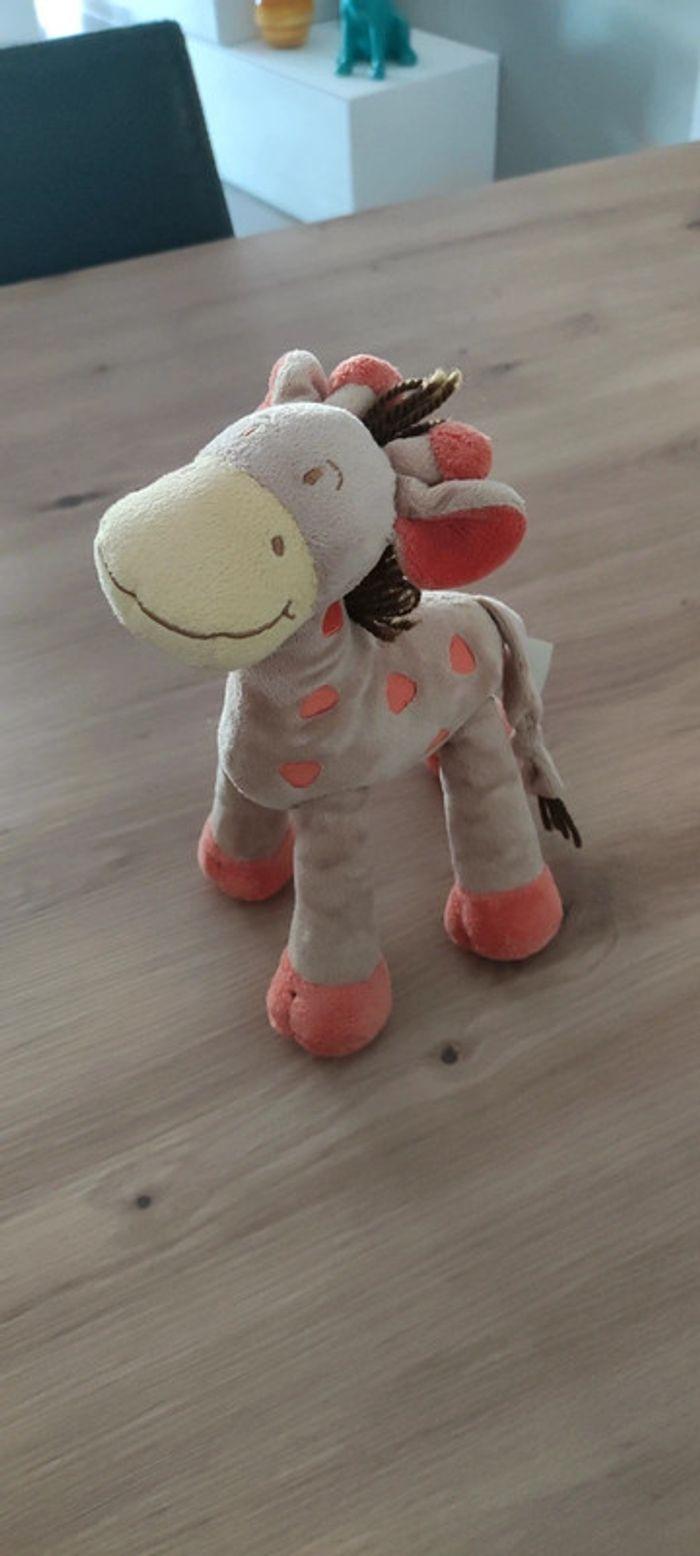 Doudou Girafe Nicotoy Beige et orange - photo numéro 3