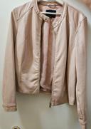 Blouson similicuir rose poudré