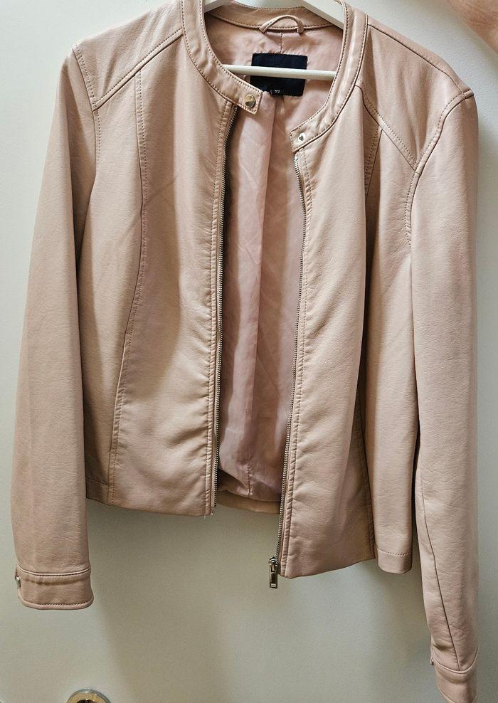 Blouson similicuir rose poudré - photo numéro 1