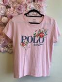 T-shirt femme Ralph Lauren - Taille L - Rose clair avec broderies fleuries