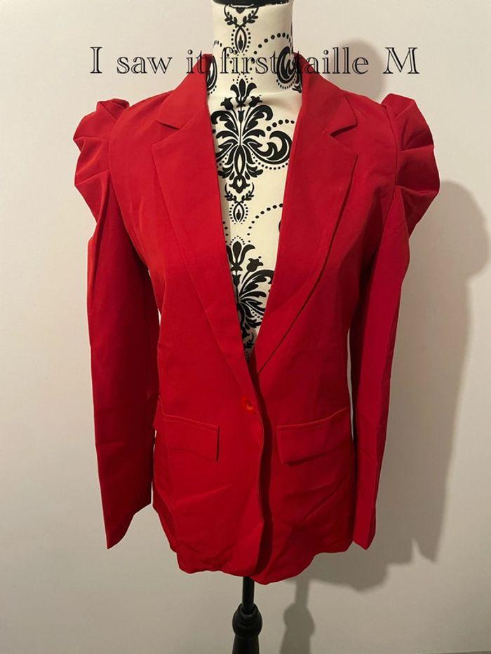 Veste blazer rouge épaule bouffante poche devant neuf I saw it first taille M - photo numéro 1