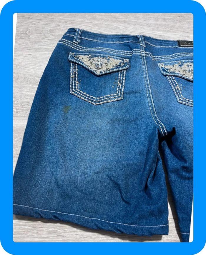 🩳 Short vintage brodé en jean Bleu Earl Jean Taille S-M 🩳 - photo numéro 9