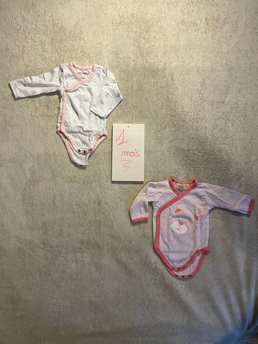 Lot de 2 bodies manches longues filles 1m - photo numéro 2