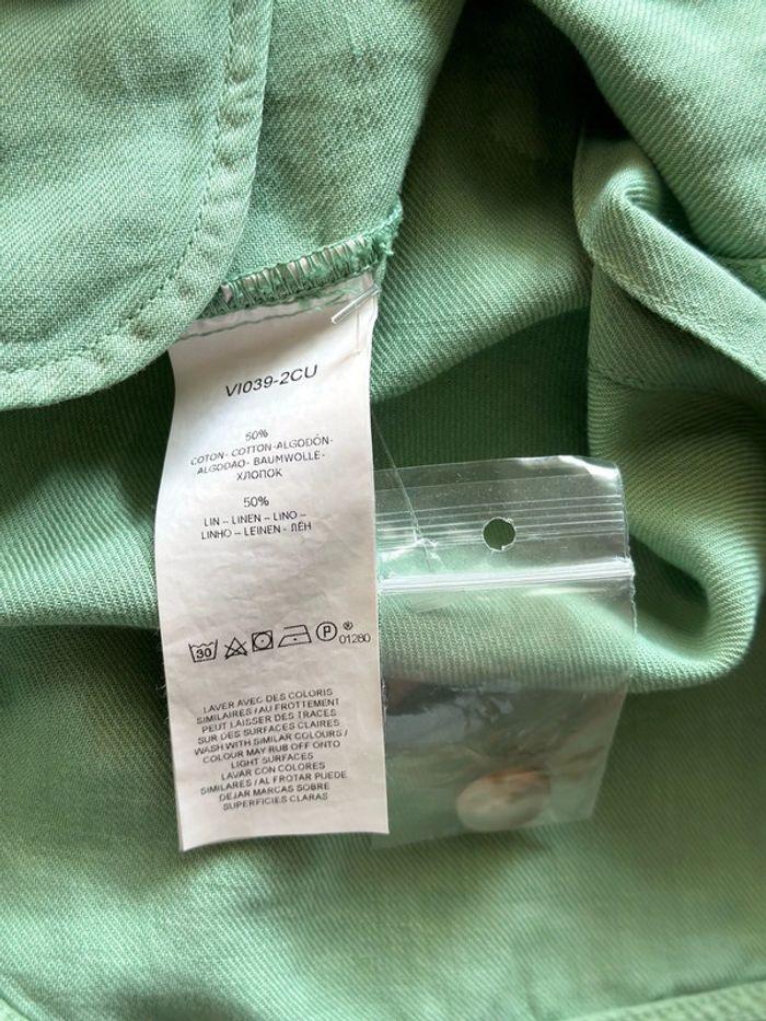 Chemise Caroll Paris en lin et coton vert clair, taille XS/S oversize - photo numéro 9