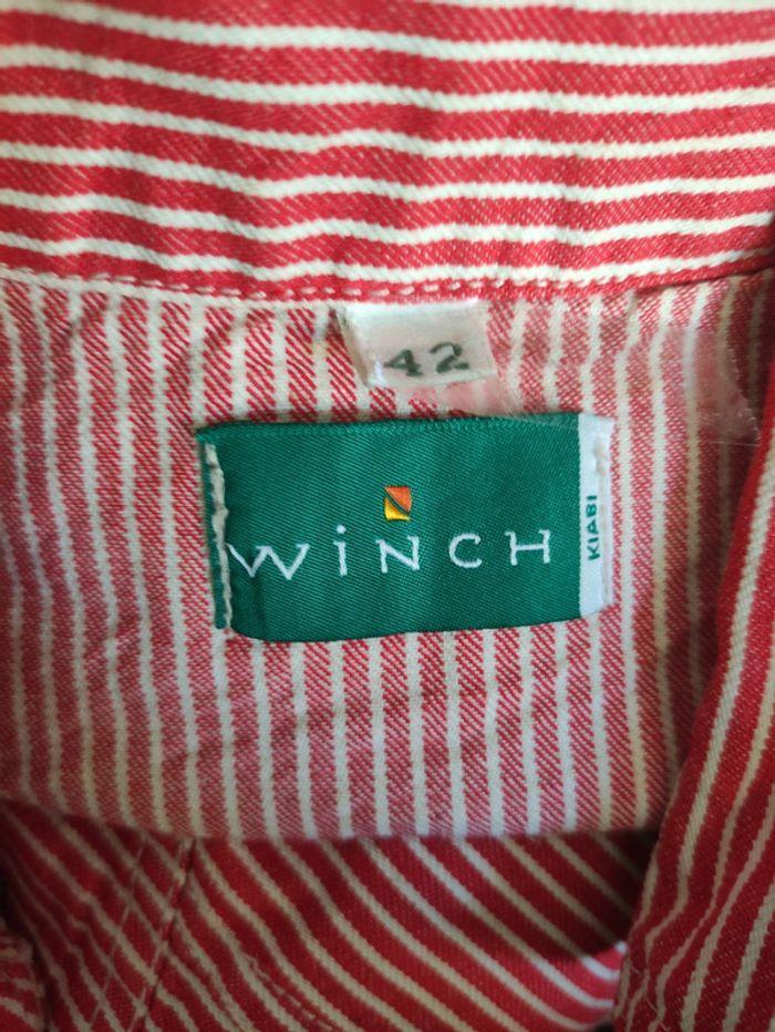 Veste chemise Vintage  rouge blanc rayé sans manche winch38/40 - photo numéro 5