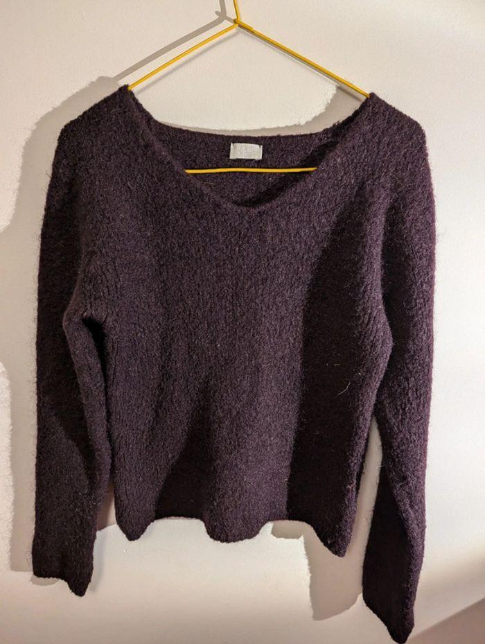 Pull prune foncé avec mohair - photo numéro 1