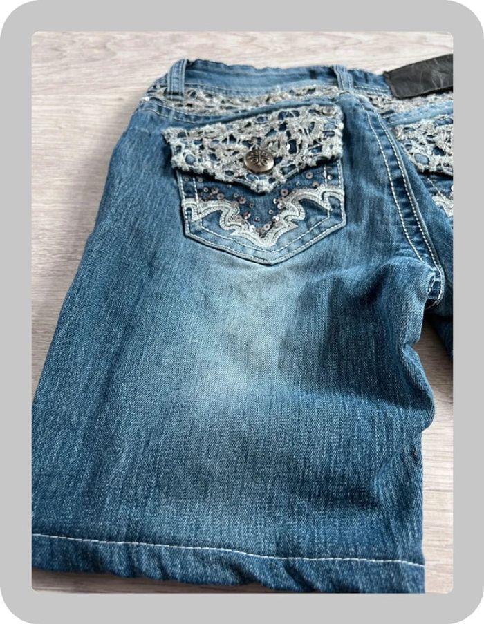 🩳 Short vintage brodé en jean  Bleu Taille XXS 🩳 - photo numéro 14