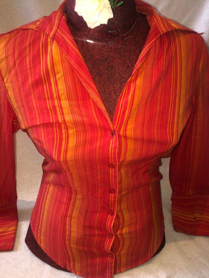 Chemise tailleur  M orange motif - photo numéro 6