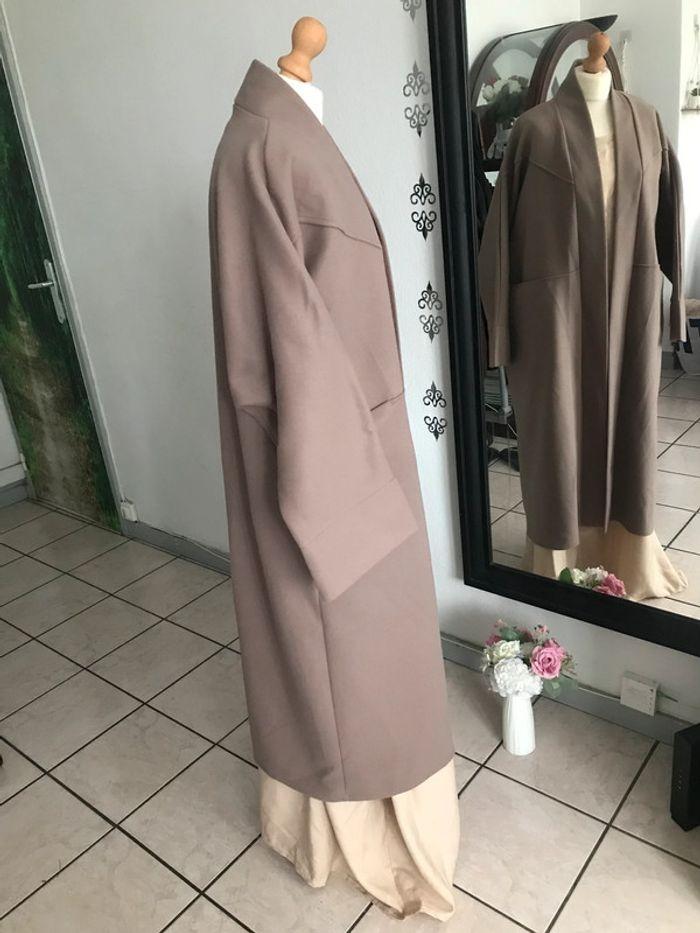 Manteau kimono laine façon cachemire taupe oversize 🌷 - photo numéro 5