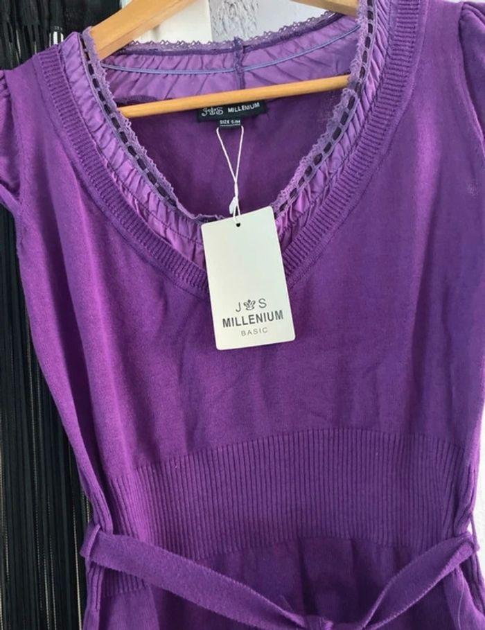 Superbe robe pull/tunique violette neuve S/M JS Millenium - photo numéro 2