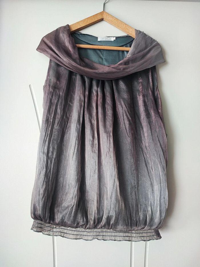 Top marron gris irisé