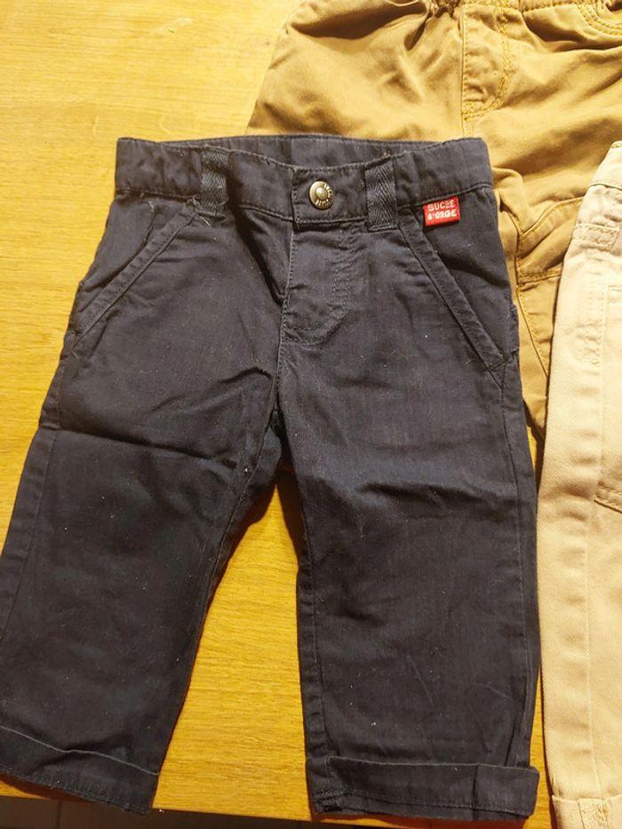 lot de 4 pantalon 6 mois beige marron marine - photo numéro 3