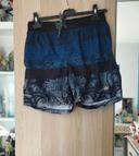 Short de bain bleu, noir et blanc longboard - Taille M