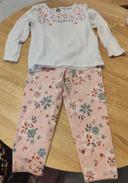 🌹Lot ensemble Vêtements enfant fille t-shirt et pantalon motif fleur⭐