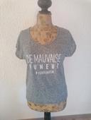 T-shirt, gris, dentelle, mauvaise humeur, Miss Liberto, M