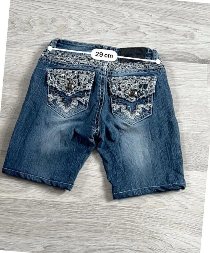 🩳 Short vintage brodé en jean  Bleu Taille XXS 🩳 - photo numéro 3