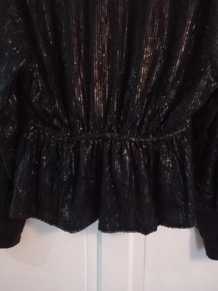 Blouse manches longues strass / sequins noirs Jubylee S/M - photo numéro 8