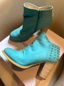 Bottines bleues turquoises à talons