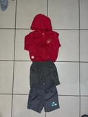 Un sweat a capuche et 2 shorts 12 mois