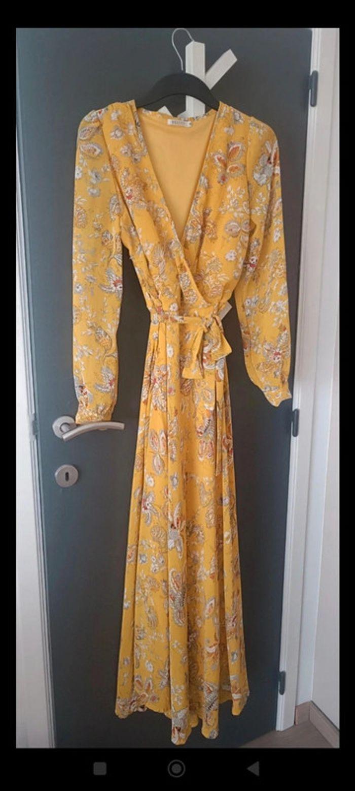 Magnifique robe longue Bohème à motif jaune moutarde taille M Hangar 86 - photo numéro 1