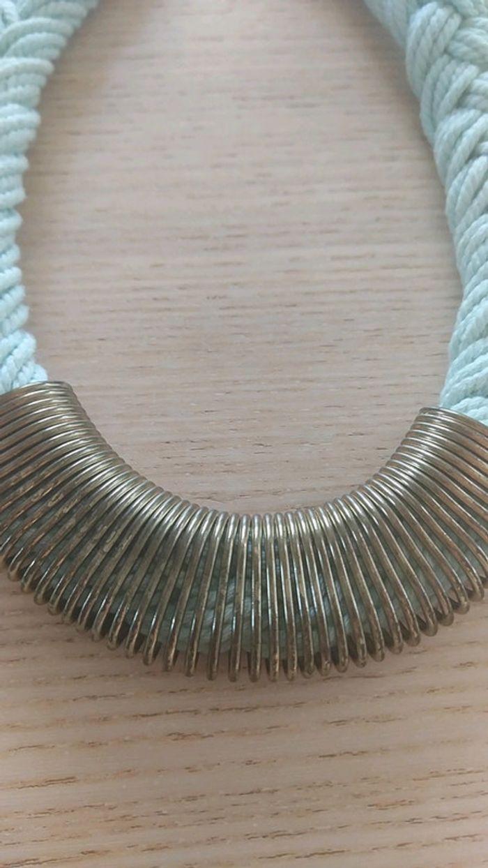 Collier ethnique fantaisie coton métal argenté - photo numéro 2