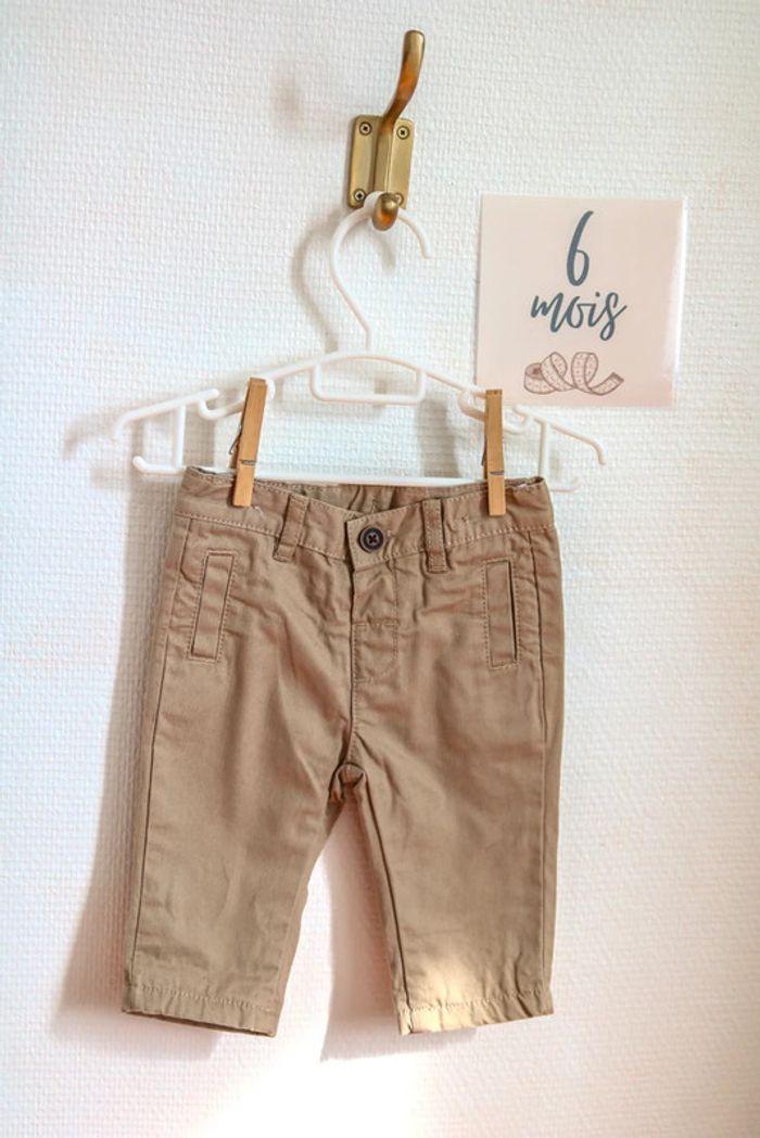 Pantalon beige doublé marine, Baby Club, 6 mois - photo numéro 5