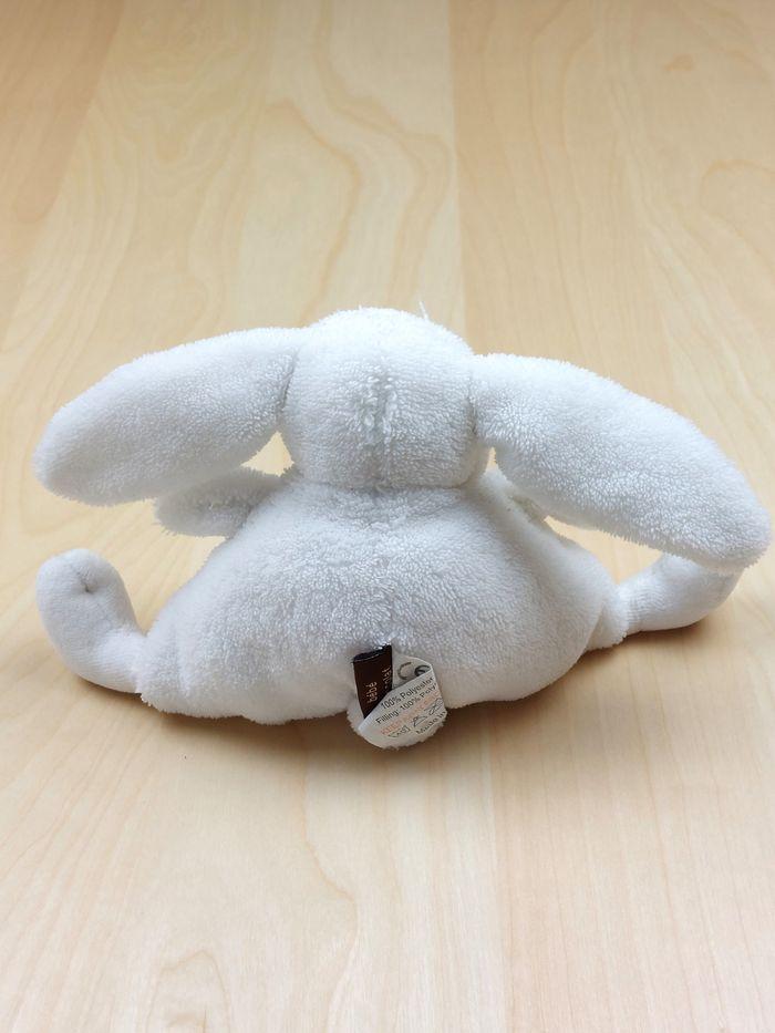 Petit Doudou peluche lapin blanc bouclette bébé chocolat Leana - photo numéro 2