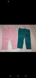 Lot pantalon velour 9 mois