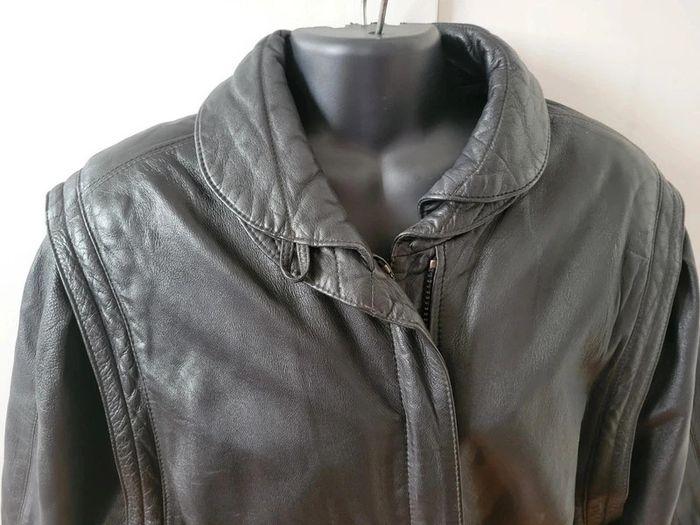 Manteau blouson veste cuir véritable taille 42 noir - photo numéro 3