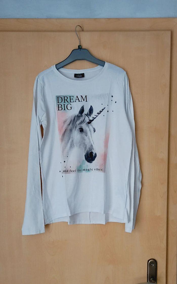 Sweat-shirt manches longues blanc licorne. Page One Young - photo numéro 1