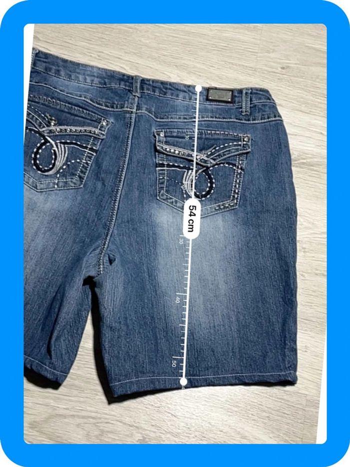 🩳 Short vintage brodé hip hop en jean Bleu Taille XL 🩳 - photo numéro 7